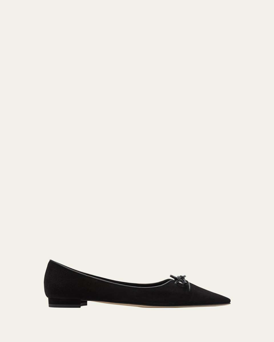 Esmaa Suede Lace-Up Ballerina Flats